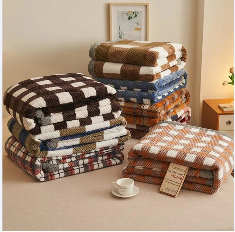 Ins Warm Air-condition Knit Blanket Soft Chenille Yarn Knitted Blanket Machine Washable Crochet Handmade Throw Blanket Sofa Bed