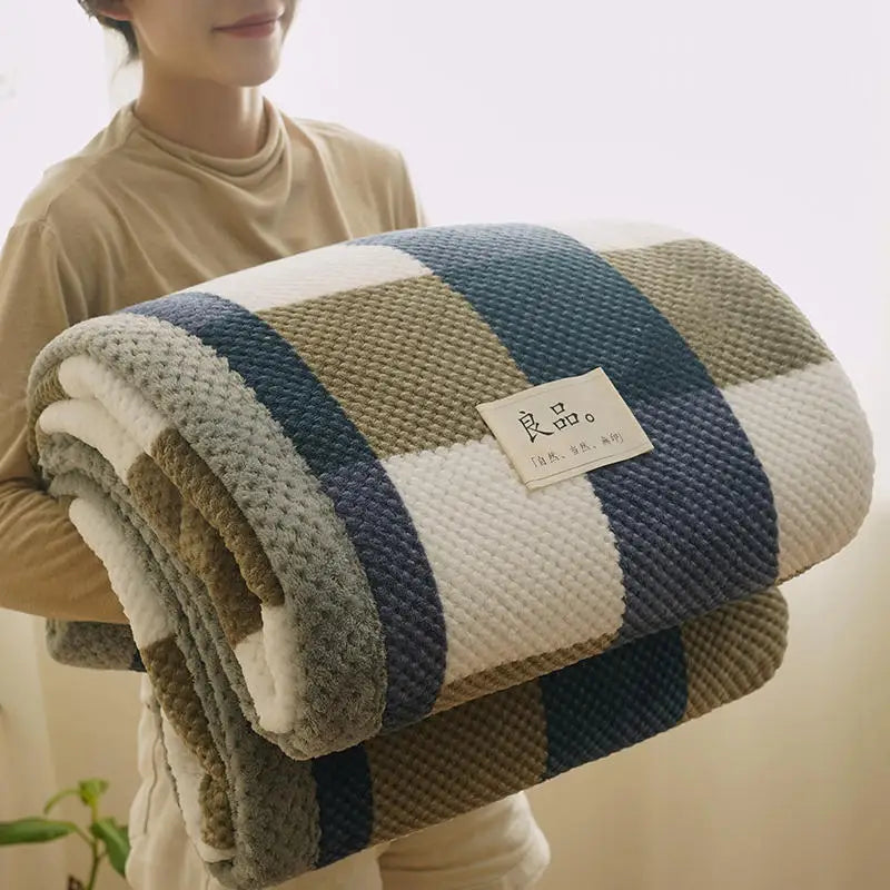 Ins Warm Air-condition Knit Blanket Soft Chenille Yarn Knitted Blanket Machine Washable Crochet Handmade Throw Blanket Sofa Bed