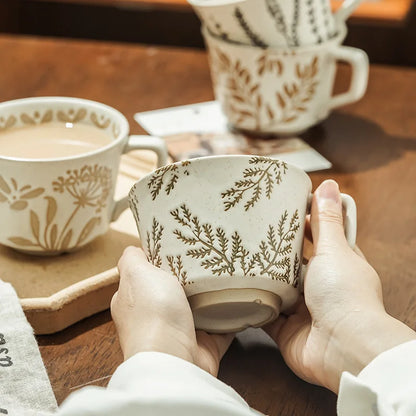 Nordic Ceramics Hand-painted Mug, Rural Creative Personality Water Cup, Rough Pottery Coffee Cup, Simple Household, Ins